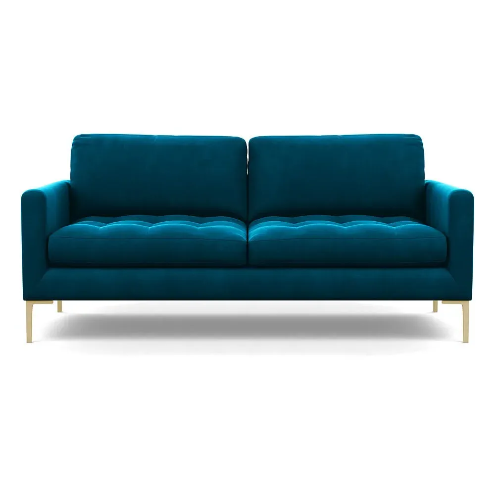 3-Seater Sofa with Brass Feet - Teal, Velvet image