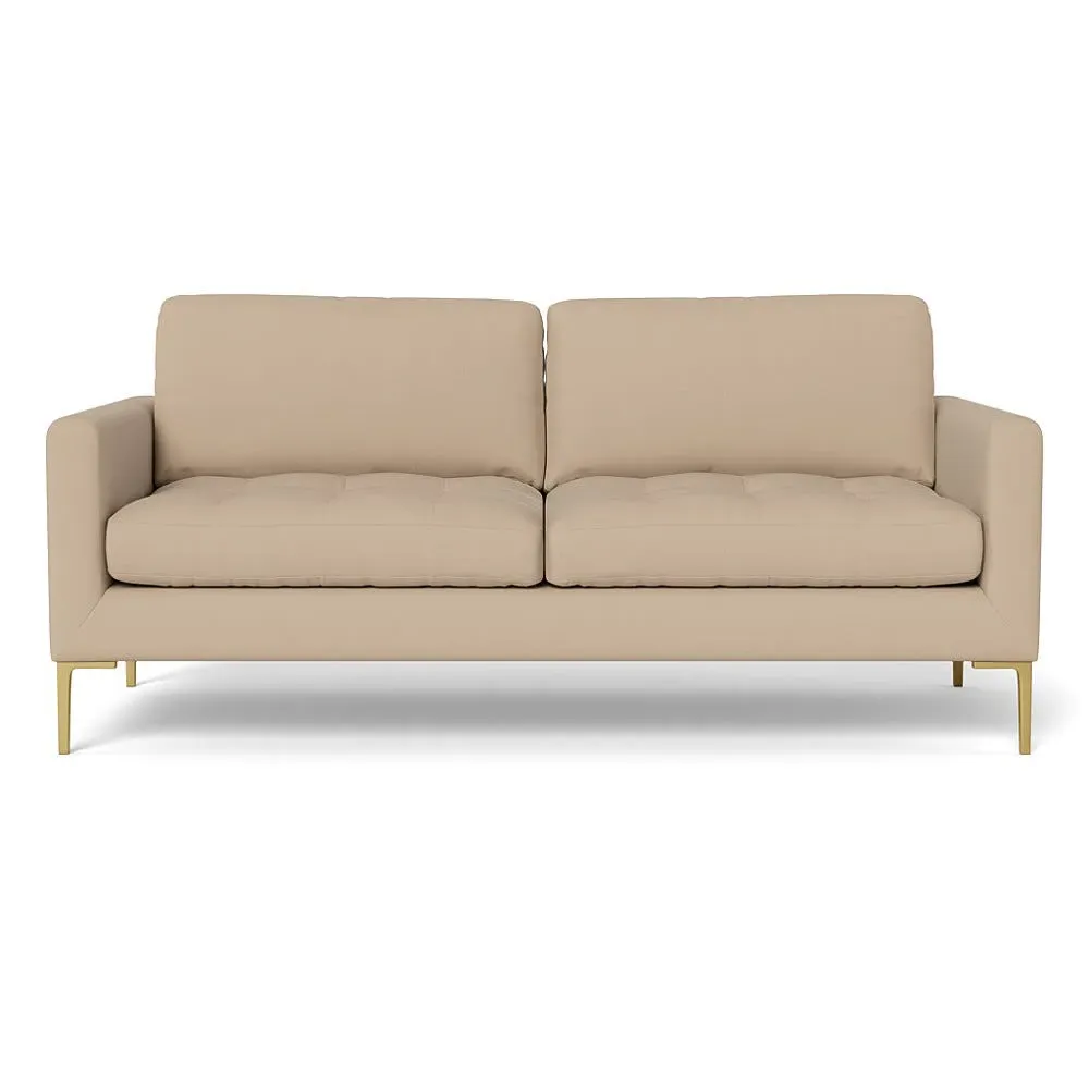 3-Seater Sofa with Brass Legs - Natural, Linen