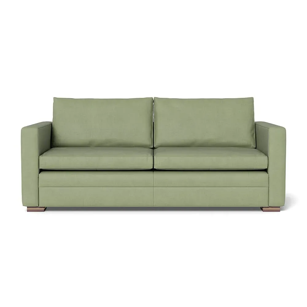 3-Seater Sofa with Brass Walnut Legs - Green, Cotton
