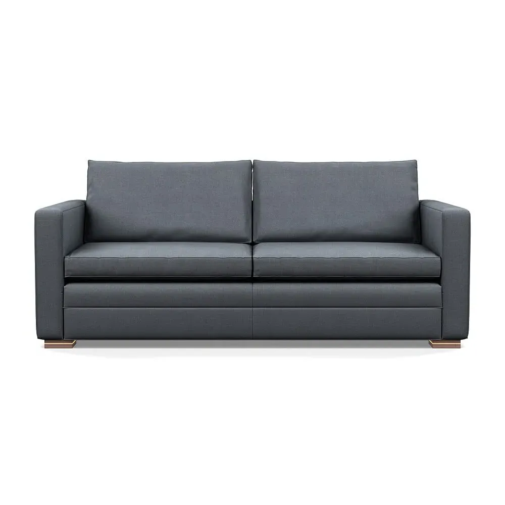 3-Seater Sofa with Brass Walnut Legs - Grey, Cotton