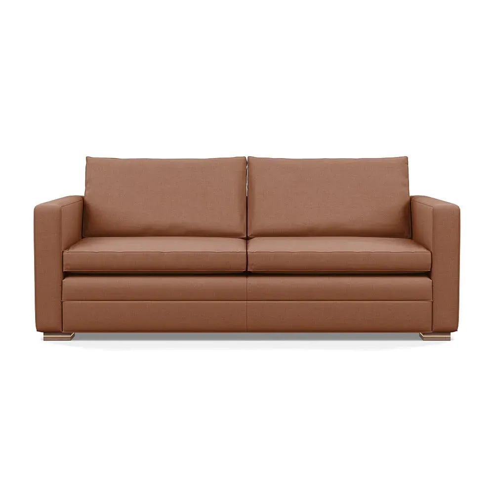 3-Seater Sofa with Brass Walnut Legs - Pink, Cotton