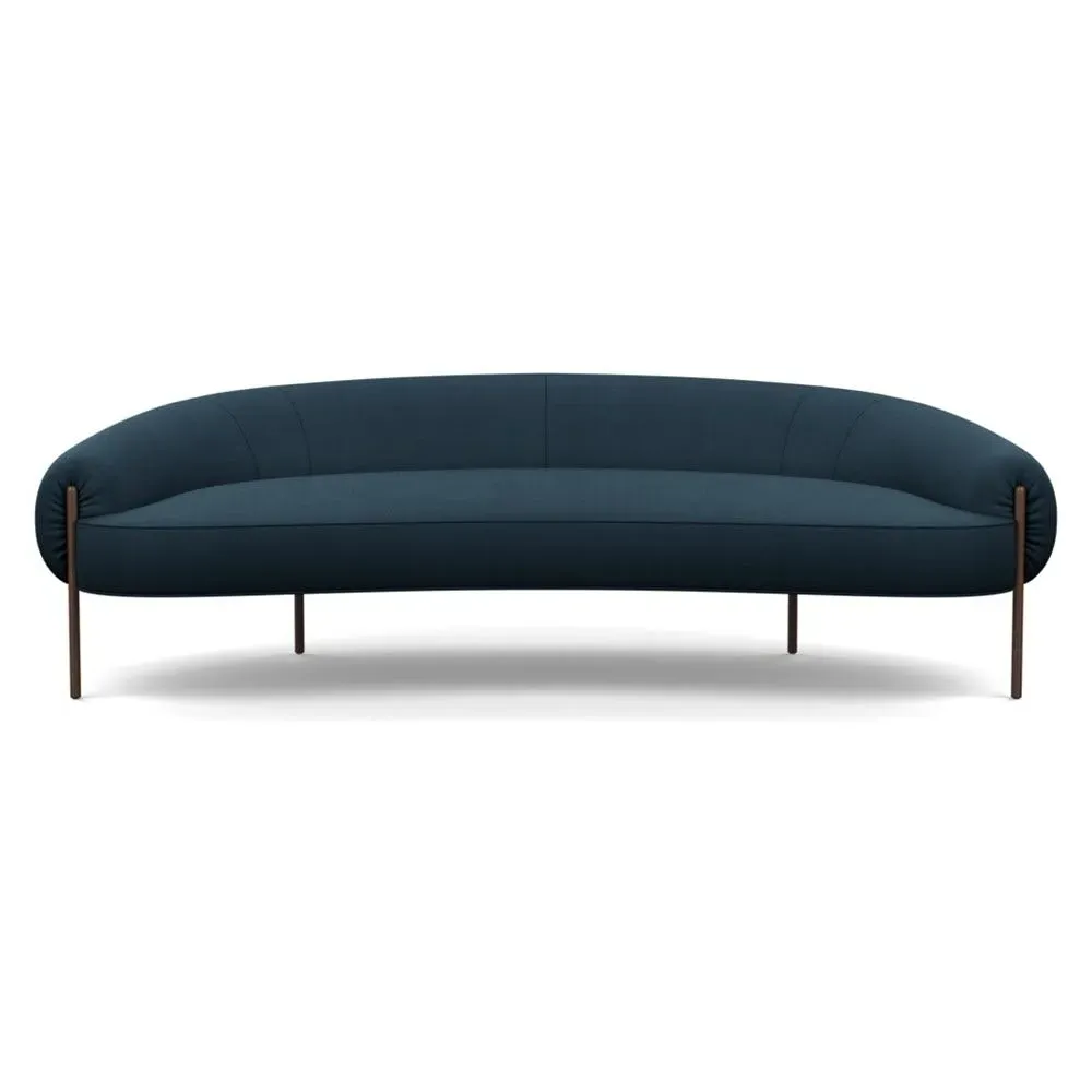 3-Seater Sofa with Bronze Legs - Blue, Cotton