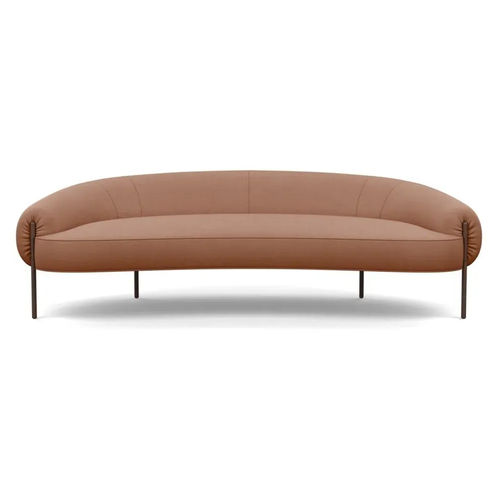 3-Seater Sofa with Bronze Legs - Brown, Cotton