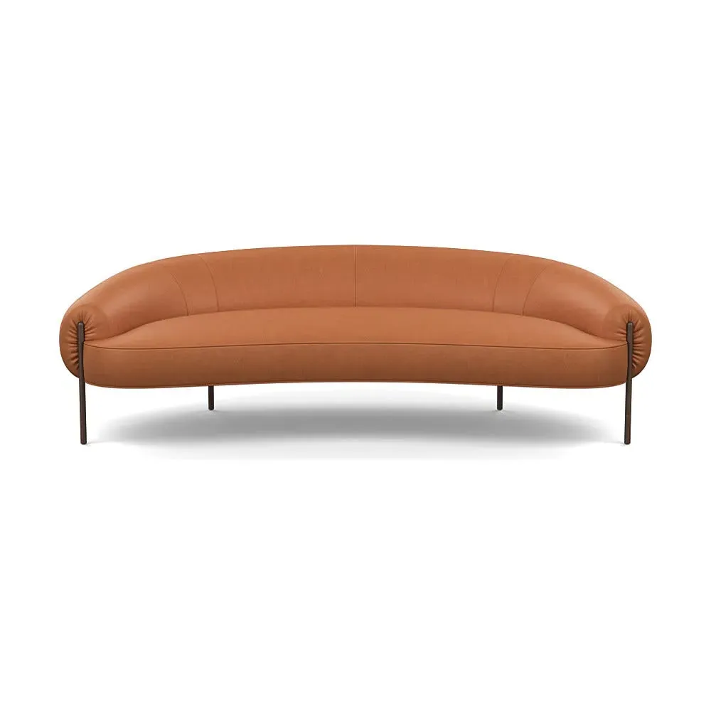 3-Seater Sofa with Bronze Legs - Brown, Leather