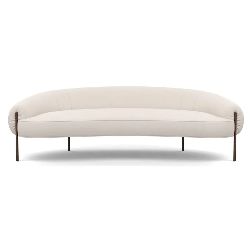 3-Seater Sofa with Bronze Legs - Cream, Cotton