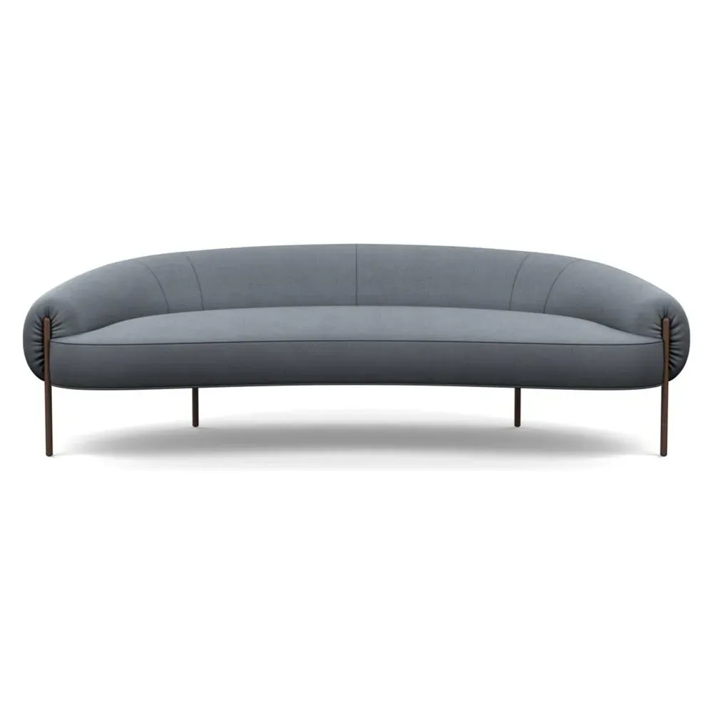 3-Seater Sofa with Bronze Legs - Grey, Cotton