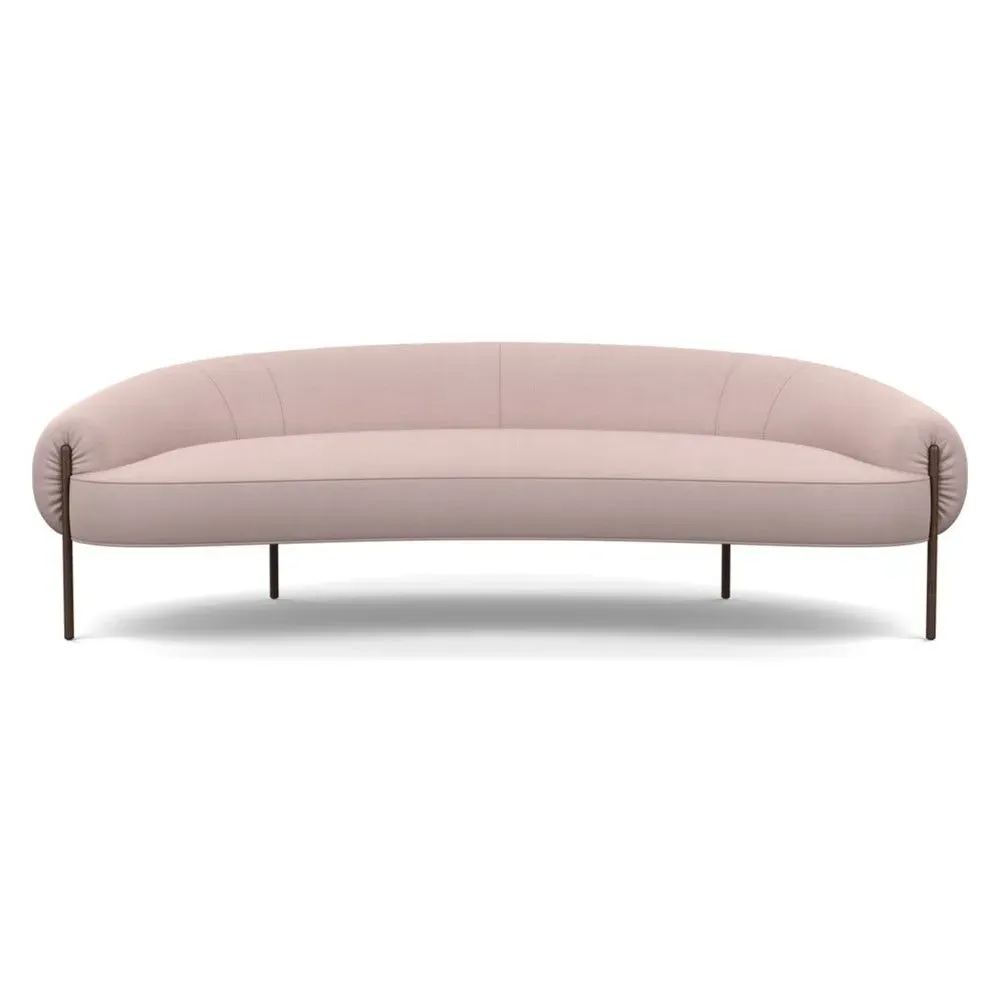 3-Seater Sofa with Bronze Legs - Pink, Cotton