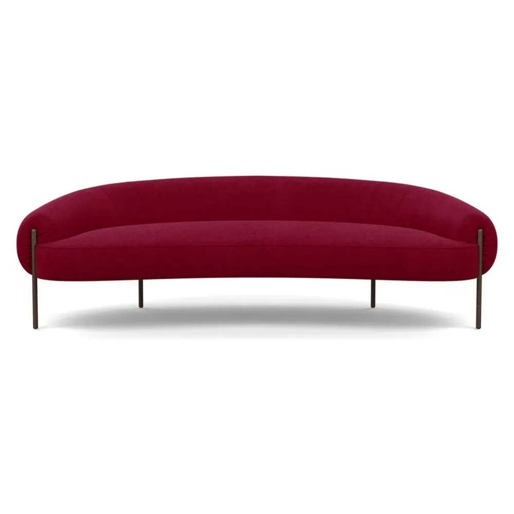 3-Seater Sofa with Bronze Legs - Red, Wool