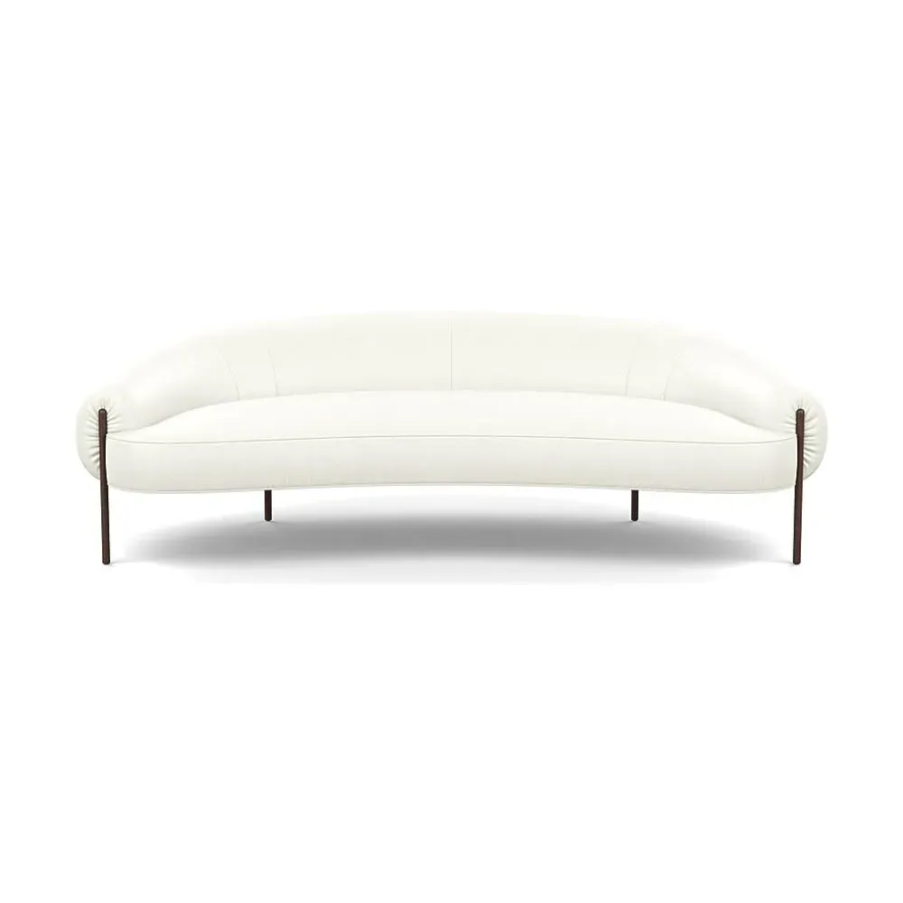 3-Seater Sofa with Bronze Legs - White, Leather