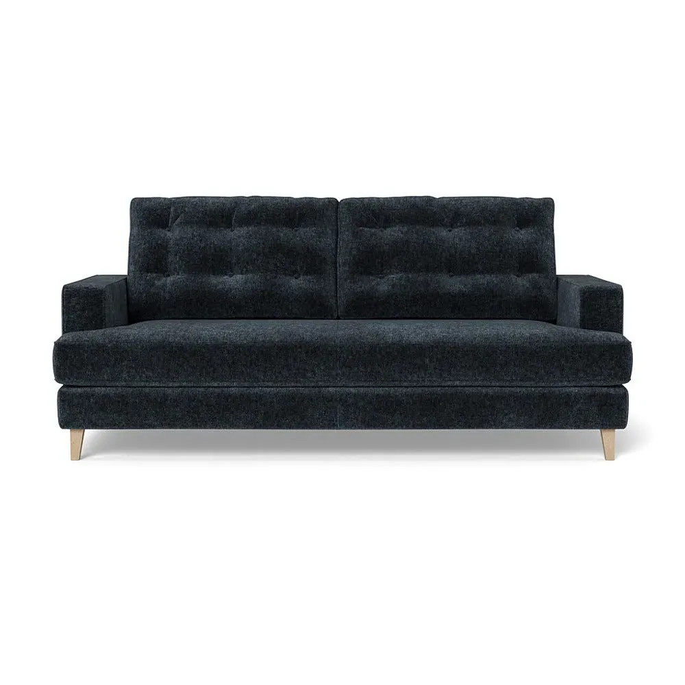 3-Seater Sofa with Button Cushions - Blue, Boucle