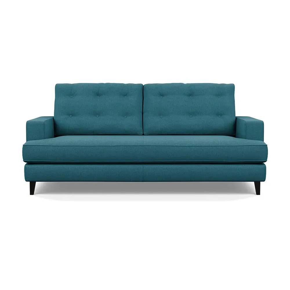 3-Seater Sofa with Button Cushions - Blue, Cotton image