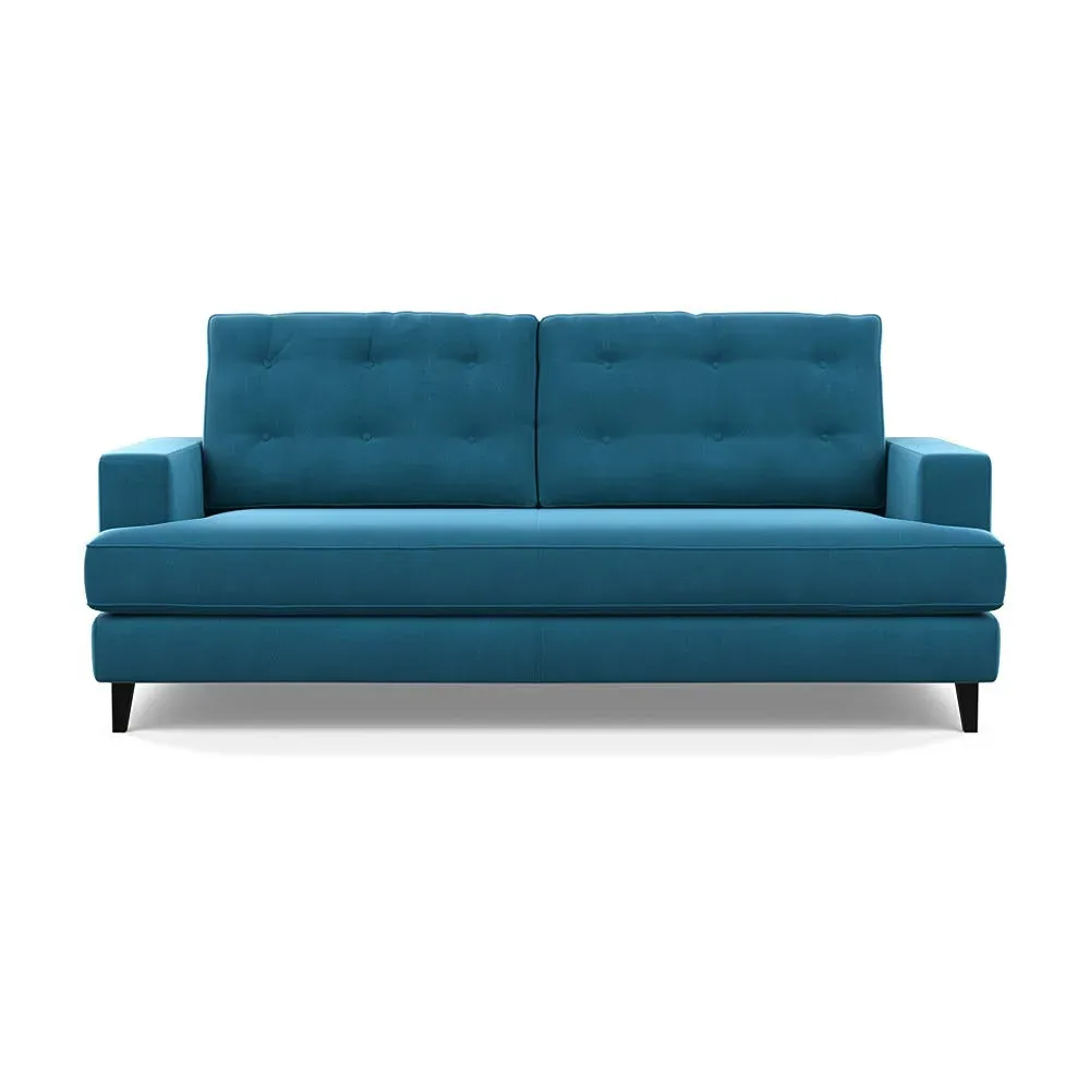 3-Seater Sofa with Button Cushions - Blue, Velvet