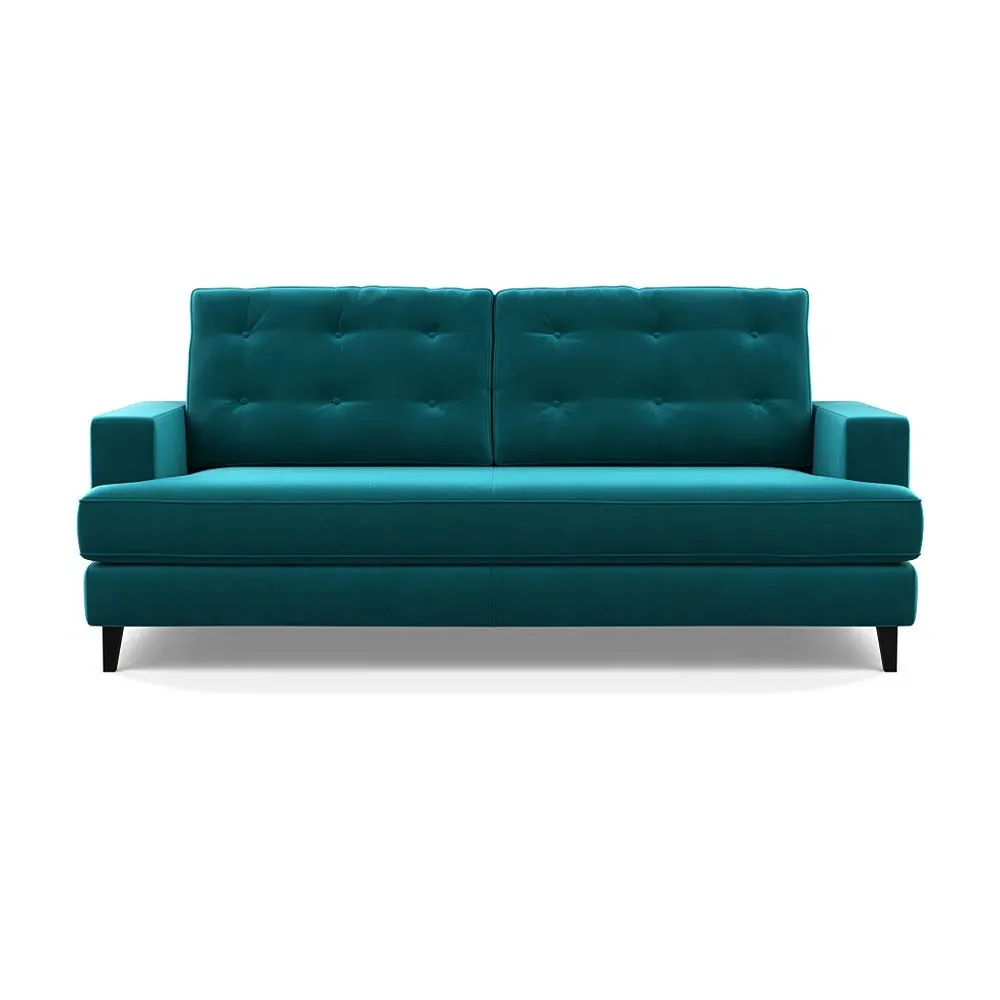 3-Seater Sofa with Button Cushions - Blue, Velvet