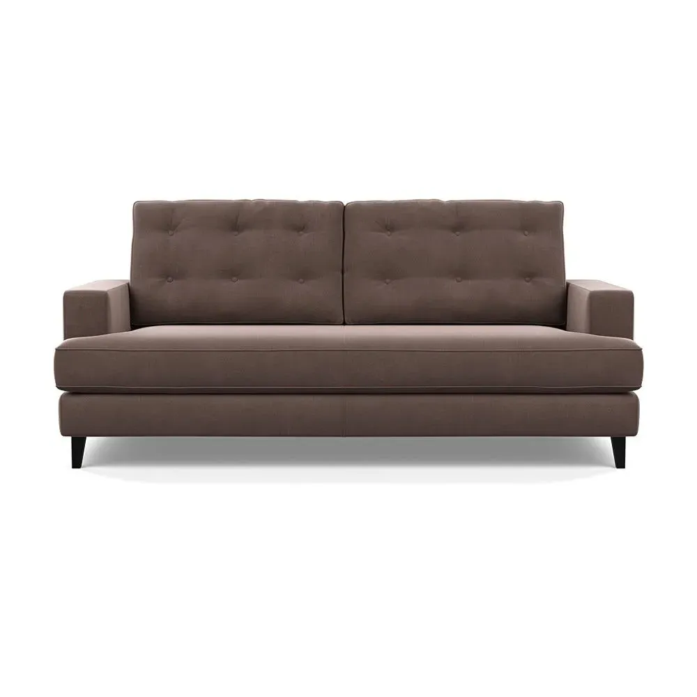 3-Seater Sofa with Button Cushions - Brown, Velvet