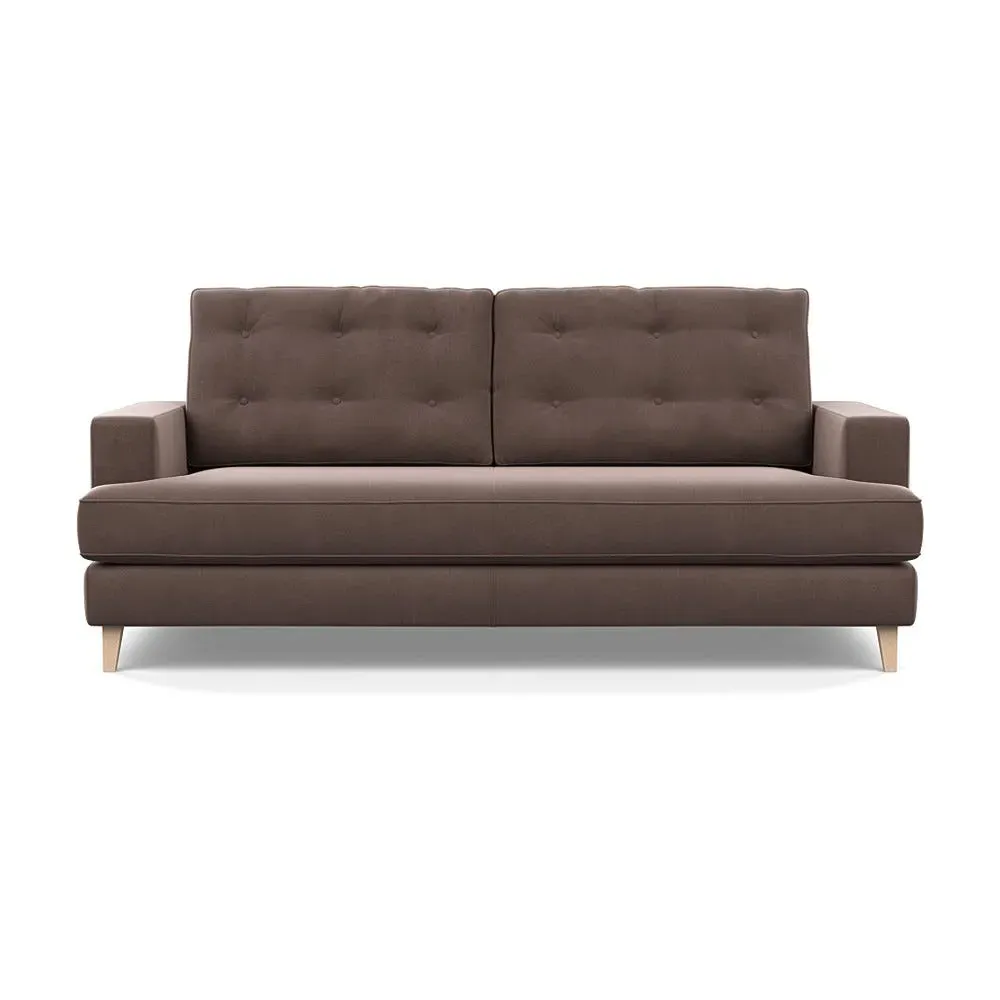 3-Seater Sofa with Button Cushions - Brown, Velvet