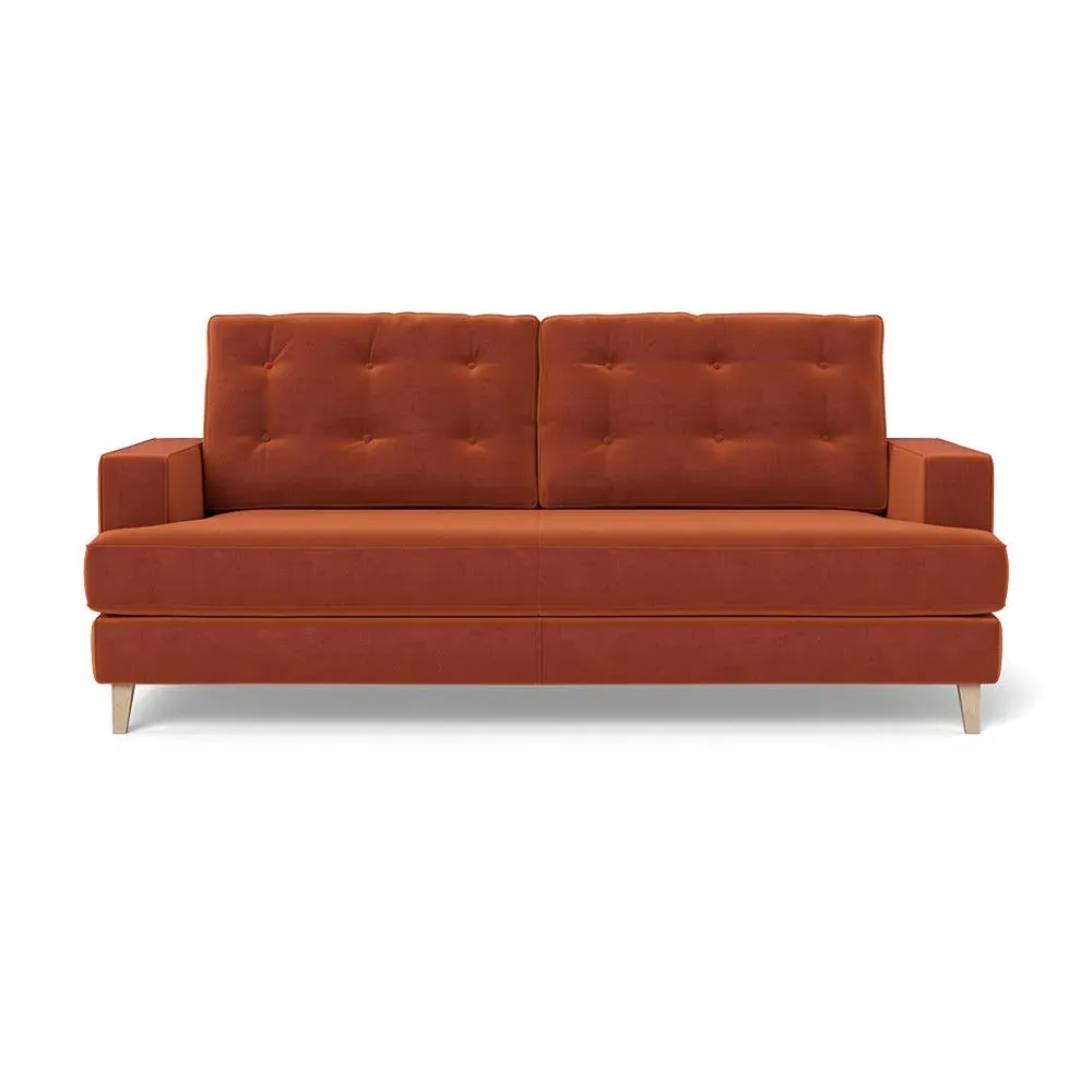 3-Seater Sofa with Button Cushions - Brown, Velvet