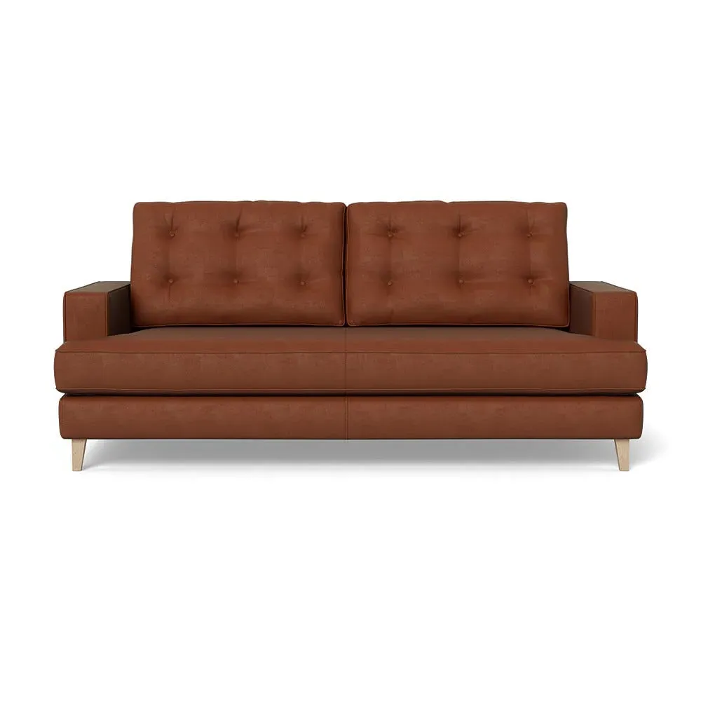 3-Seater Sofa with Button Cushions - Brown, Velvet