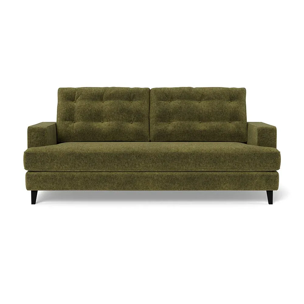 3-Seater Sofa with Button Cushions - Green, Boucle
