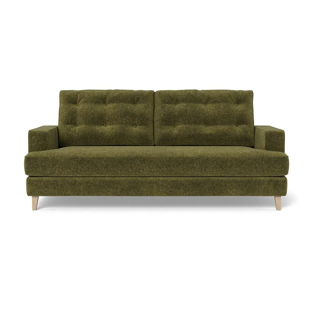 3-Seater Sofa with Button Cushions - Green, Boucle