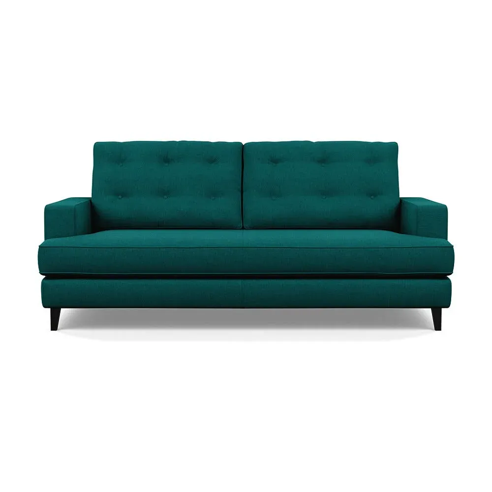 3-Seater Sofa with Button Cushions - Green, Cotton