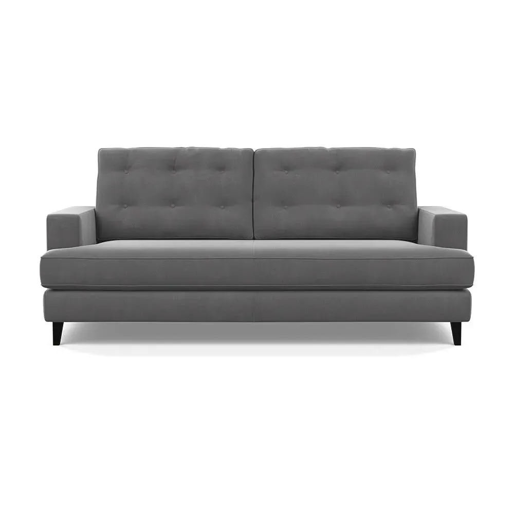 3-Seater Sofa with Button Cushions - Grey, Velvet