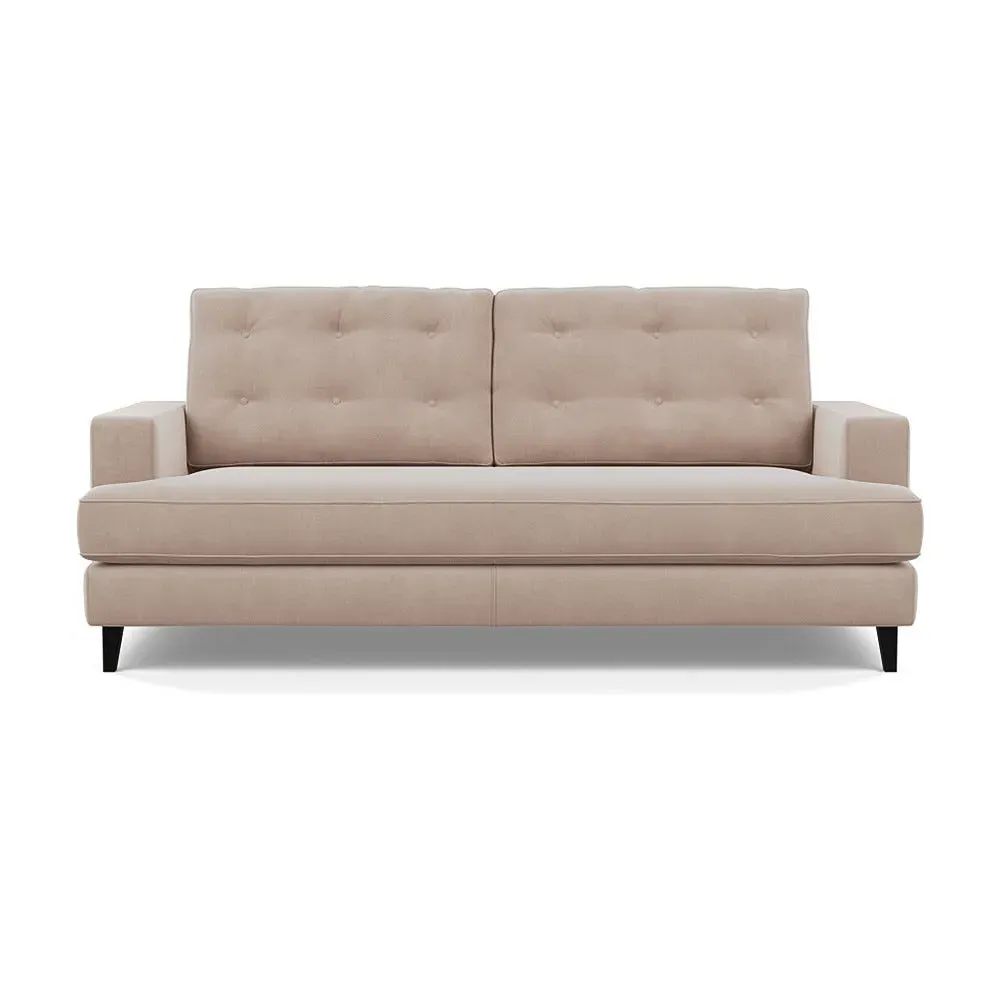 3-Seater Sofa with Button Cushions - Grey, Velvet