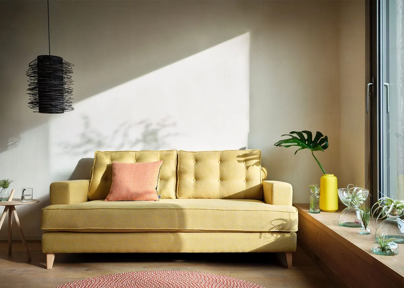 3-Seater Sofa with Button Cushions - Grey, Velvet