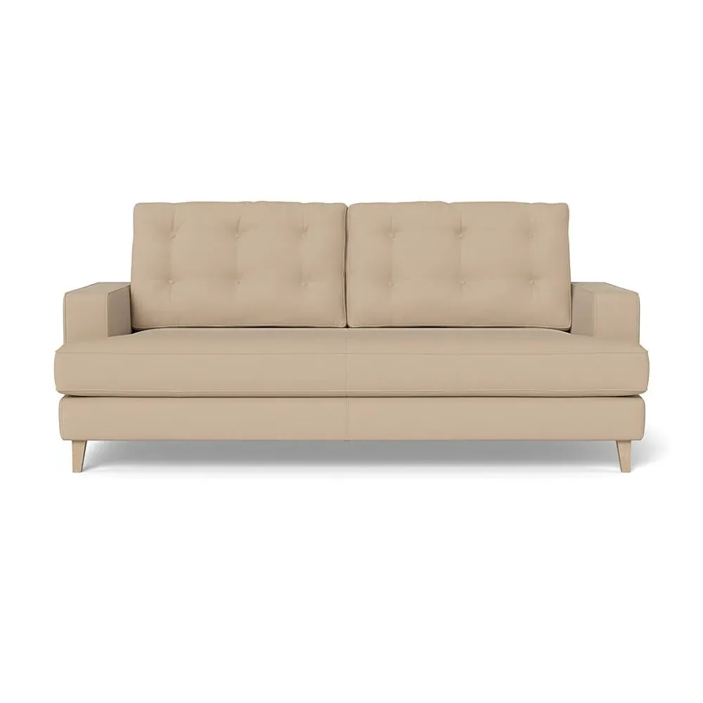 3-Seater Sofa with Button Cushions - Natural, Linen