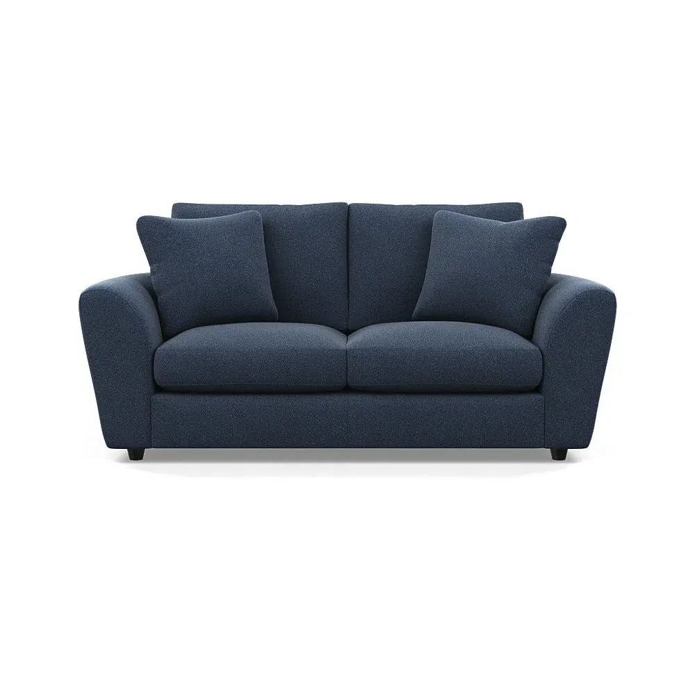 3-Seater Sofa with Curved Arms - Blue, Boucle