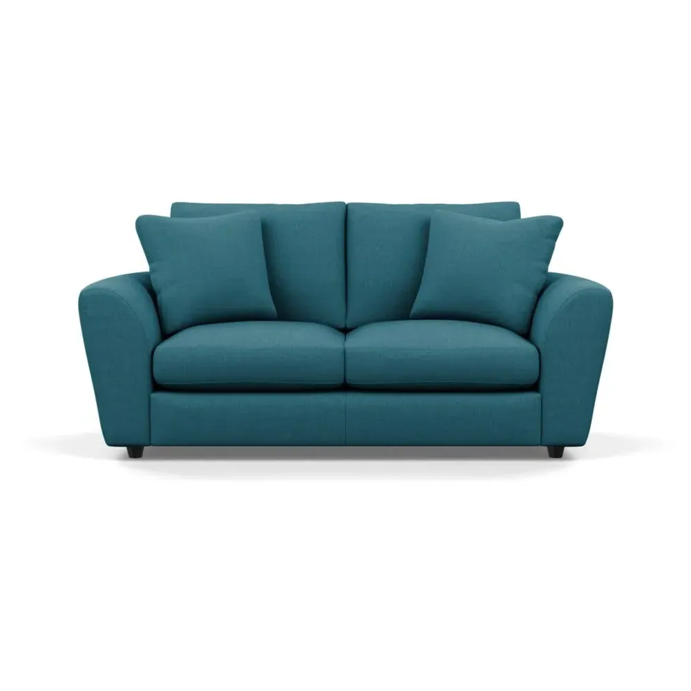 3-Seater Sofa with Curved Arms - Blue, Cotton image