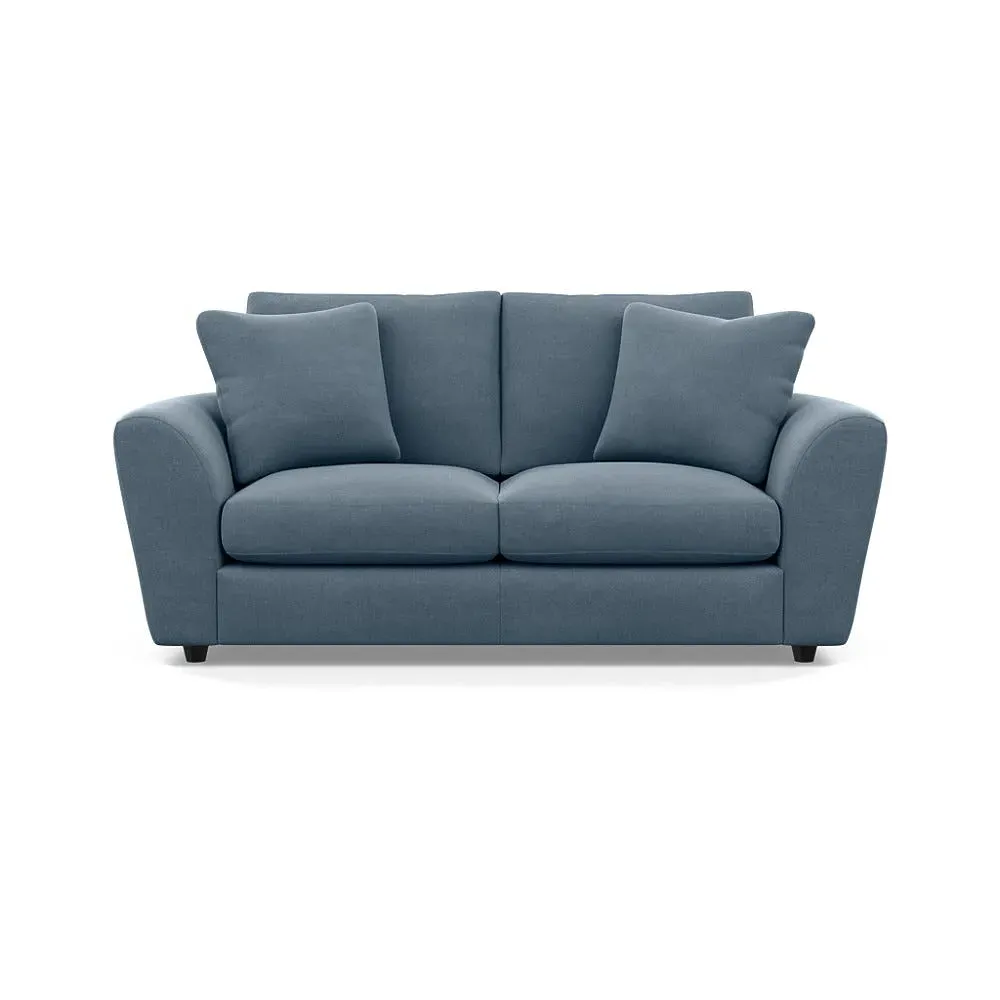 3-Seater Sofa with Curved Arms - Blue, Linen