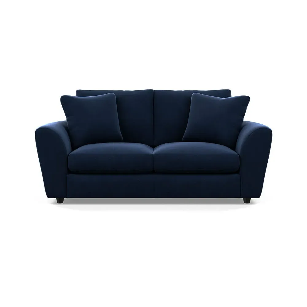 3-Seater Sofa with Curved Arms - Blue, Velvet