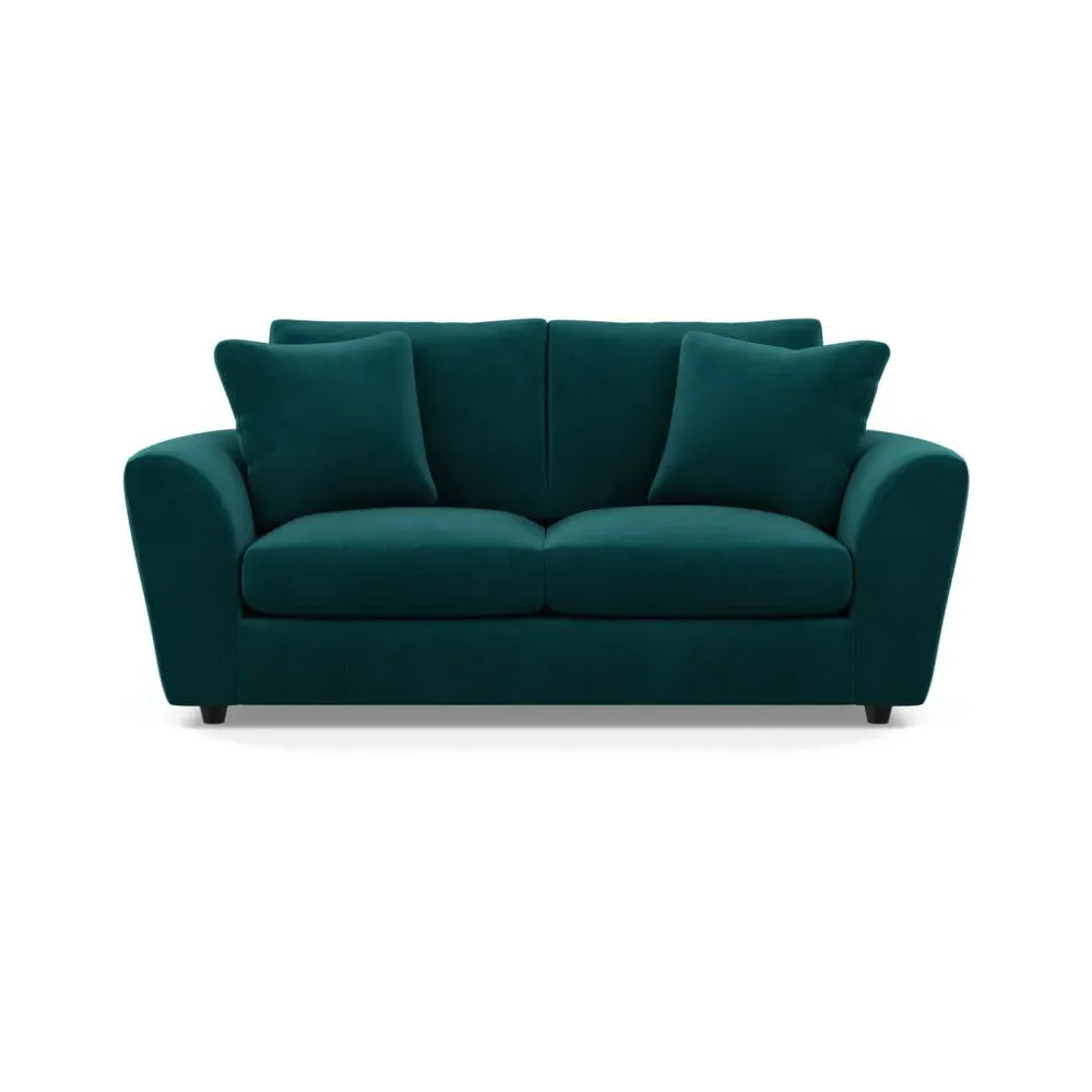 3-Seater Sofa with Curved Arms - Blue, Velvet