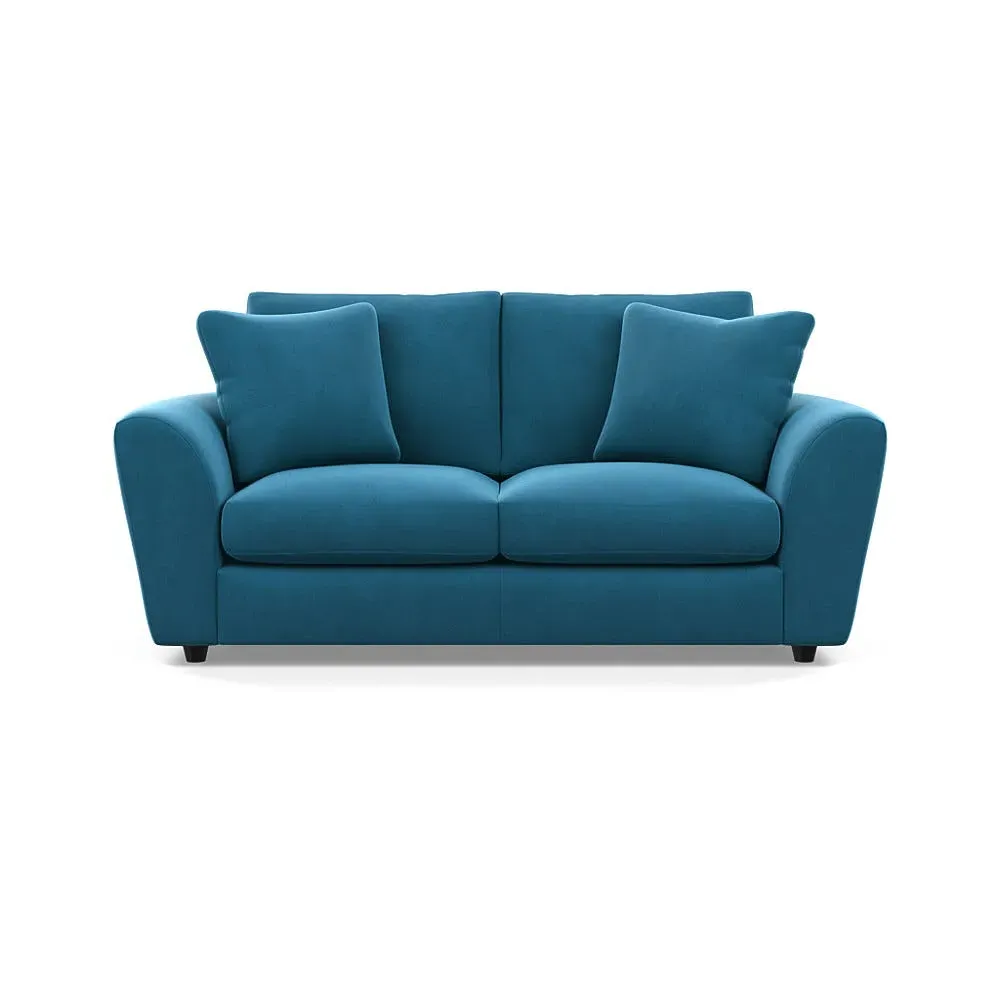 3-Seater Sofa with Curved Arms - Blue, Velvet