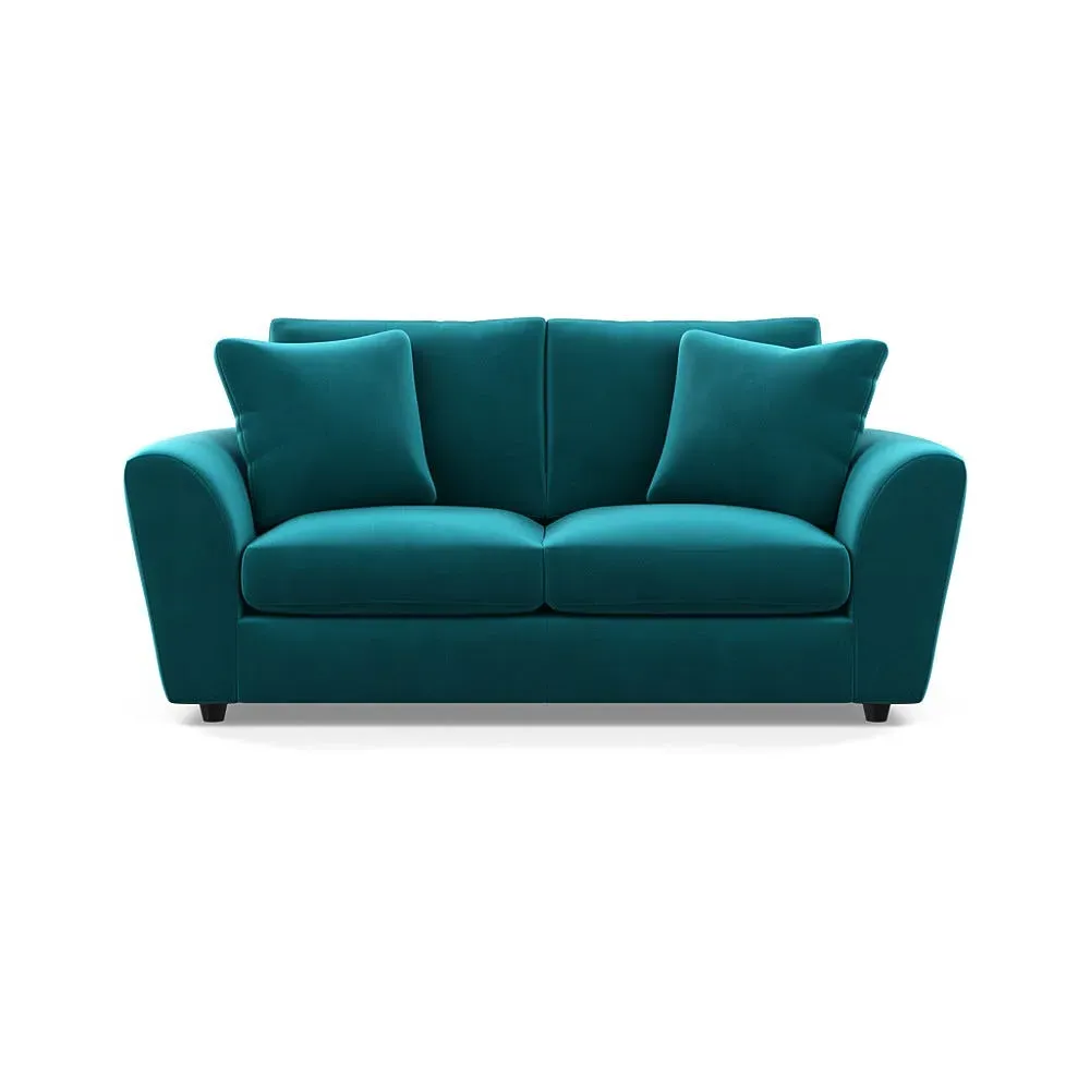 3-Seater Sofa with Curved Arms - Blue, Velvet