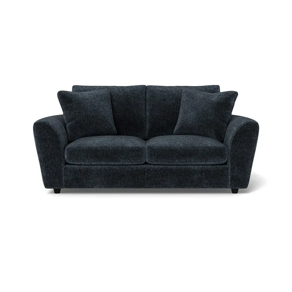 3-Seater Sofa with Curved Arms - Blue, Velvet