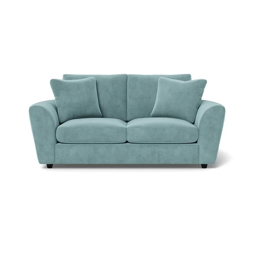 3-Seater Sofa with Curved Arms - Blue, Velvet
