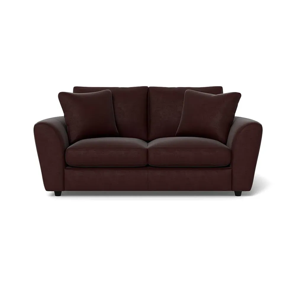 3-Seater Sofa with Curved Arms - Brown, Velvet