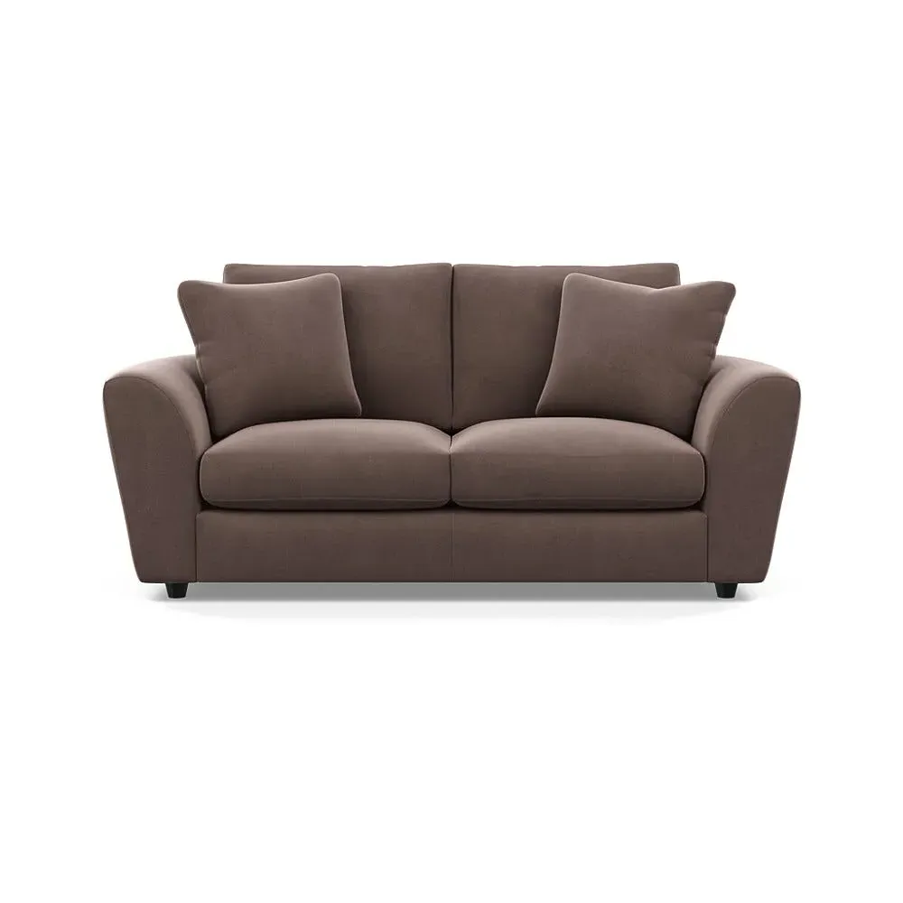 3-Seater Sofa with Curved Arms - Brown, Velvet