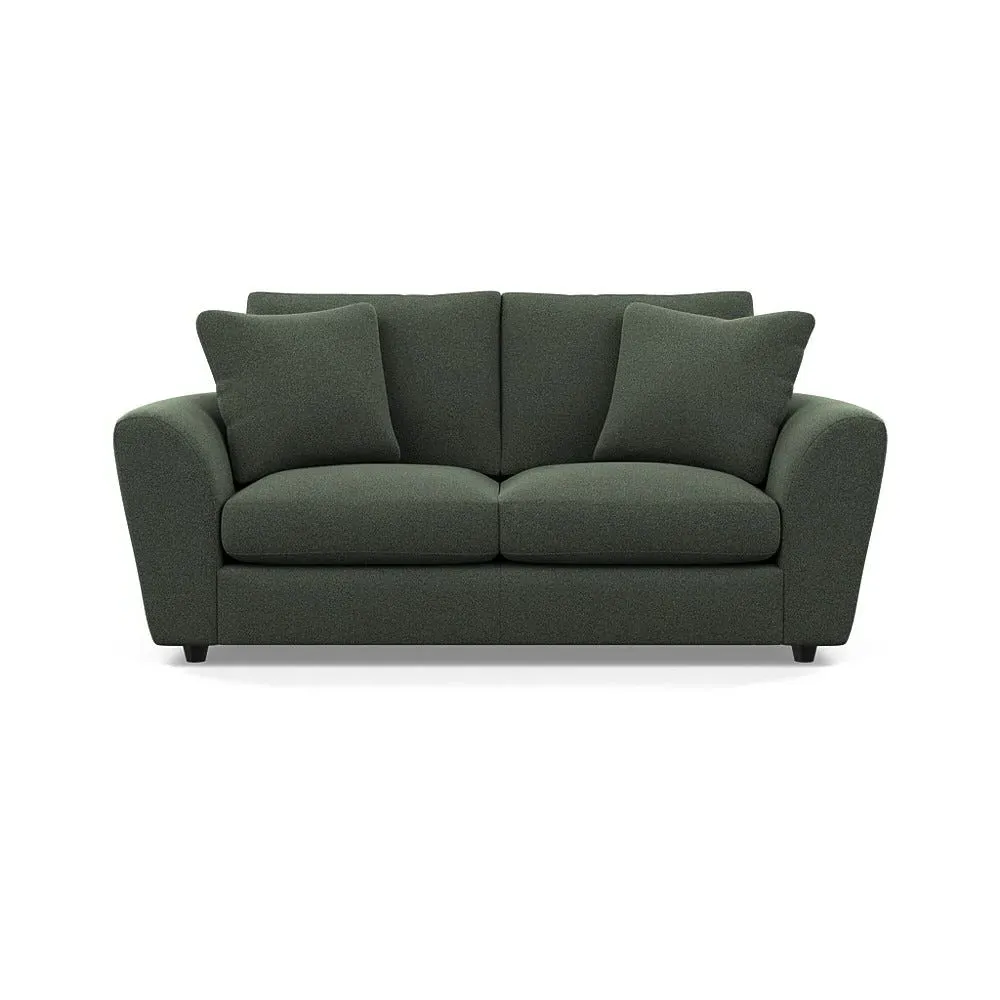 3-Seater Sofa with Curved Arms - Green, Boucle