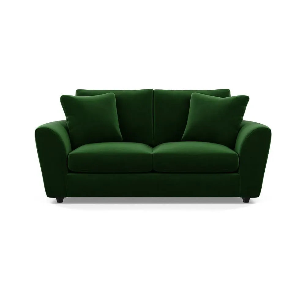 3-Seater Sofa with Curved Arms - Green, Velvet