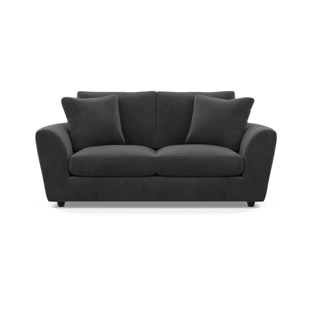 3-Seater Sofa with Curved Arms - Grey, Velvet