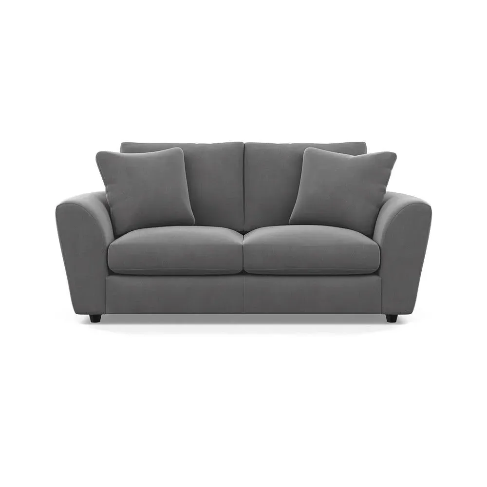 3-Seater Sofa with Curved Arms - Grey, Velvet