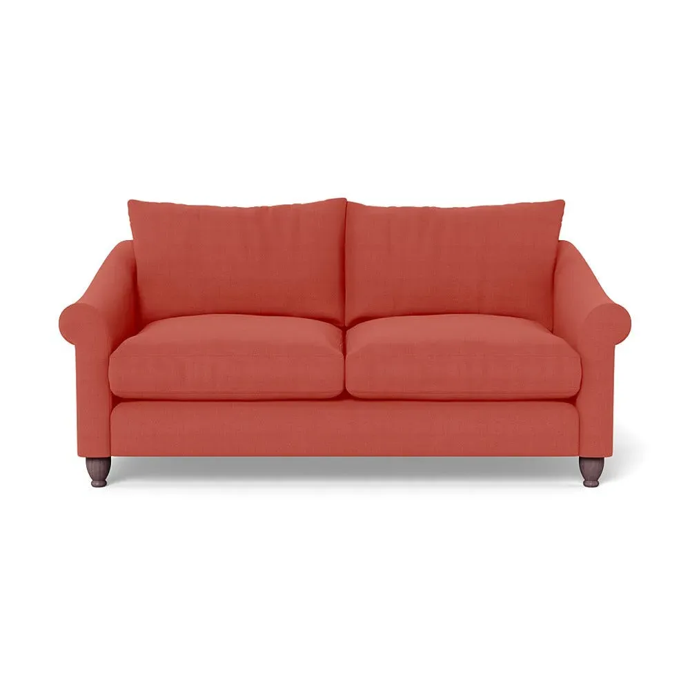 3-Seater Sofa with Dark Brown Feet - Red, Linen