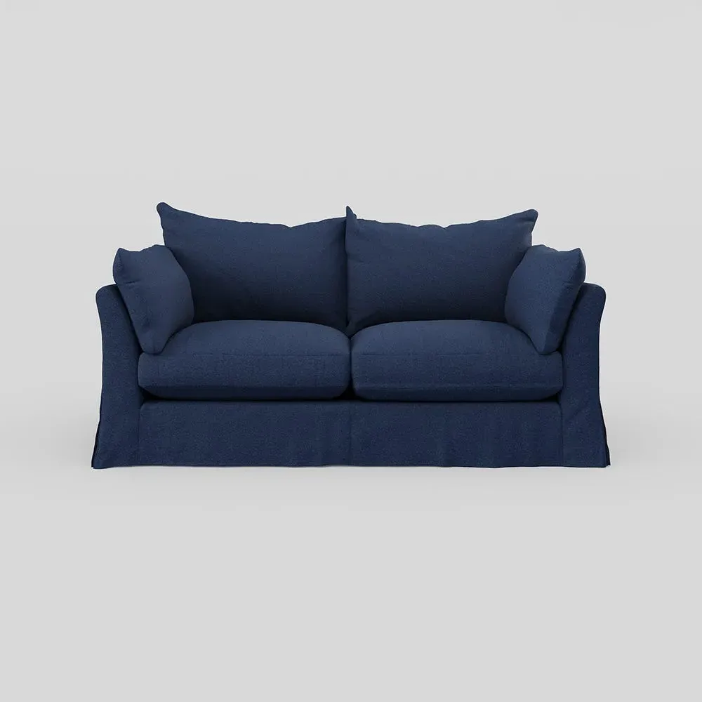 3-Seater Sofa with Loose Cover - Blue, Linen