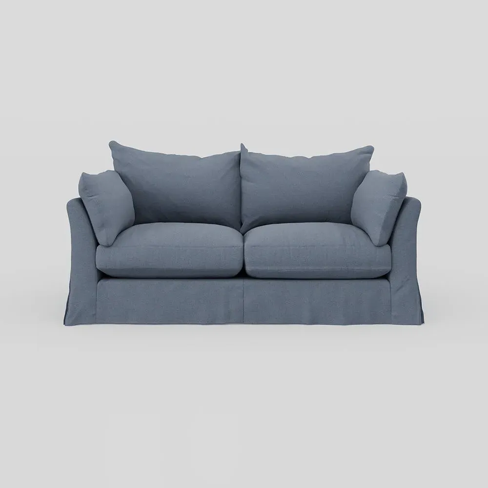 3-Seater Sofa with Loose Cover - Blue, Linen