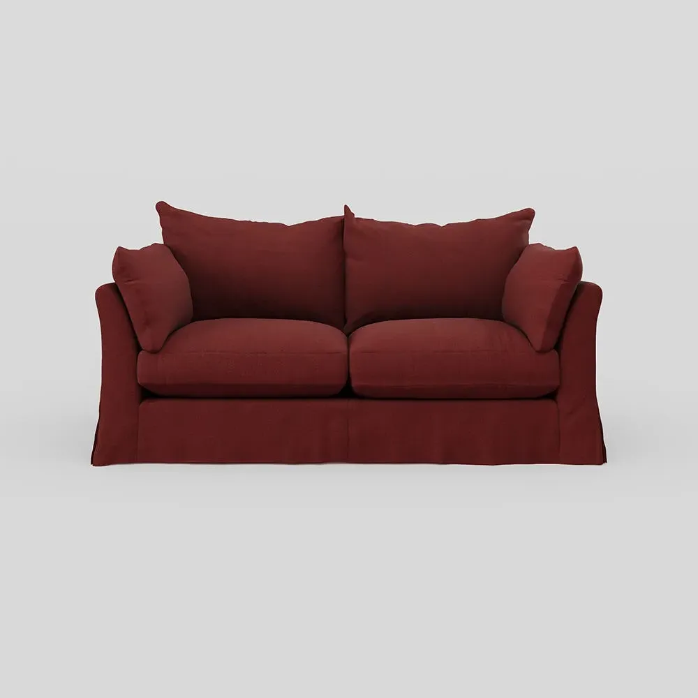 3-Seater Sofa with Loose Cover - Red, Linen