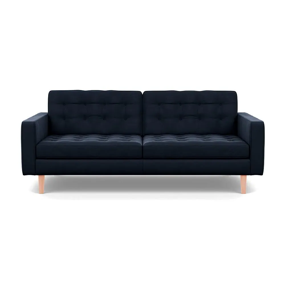 3-Seater Sofa with Natural Feet - Black, Velvet image