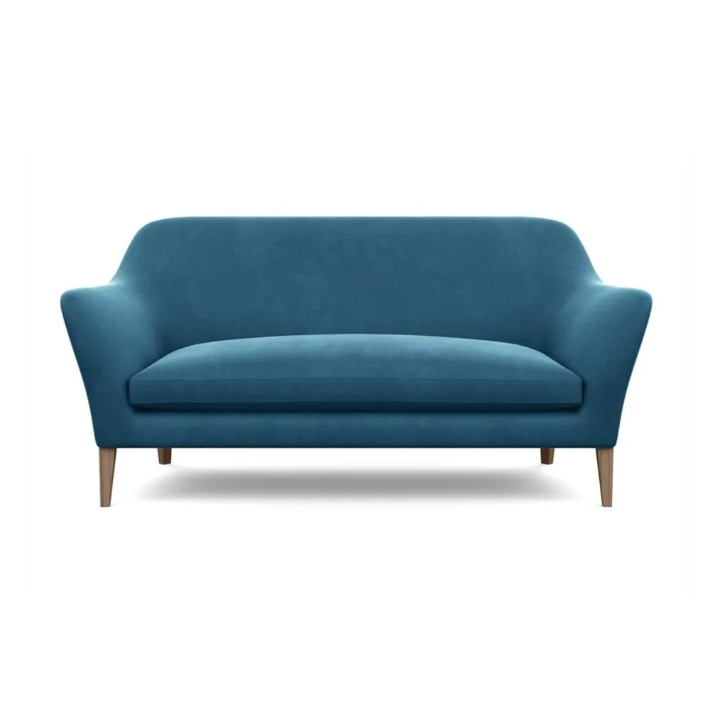 3-Seater Sofa with Natural Feet - Blue, Boucle
