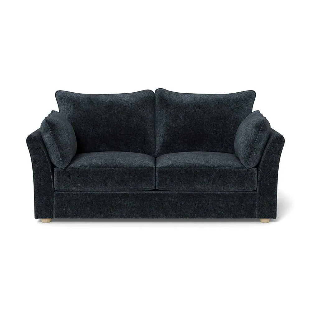 3-Seater Sofa with Natural Feet - Blue, Velvet